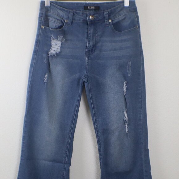 Bee & Ceci Womens Size 28 Cotton Bootcut Wide Leg Distressed Denim Jeans Western - Picture 4 of 10